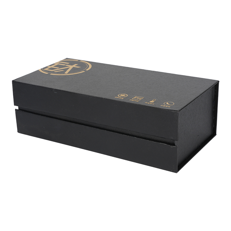 صندوق هدايا صلب مغناطيسي أسود قابل للطي مع حشوة رغوية