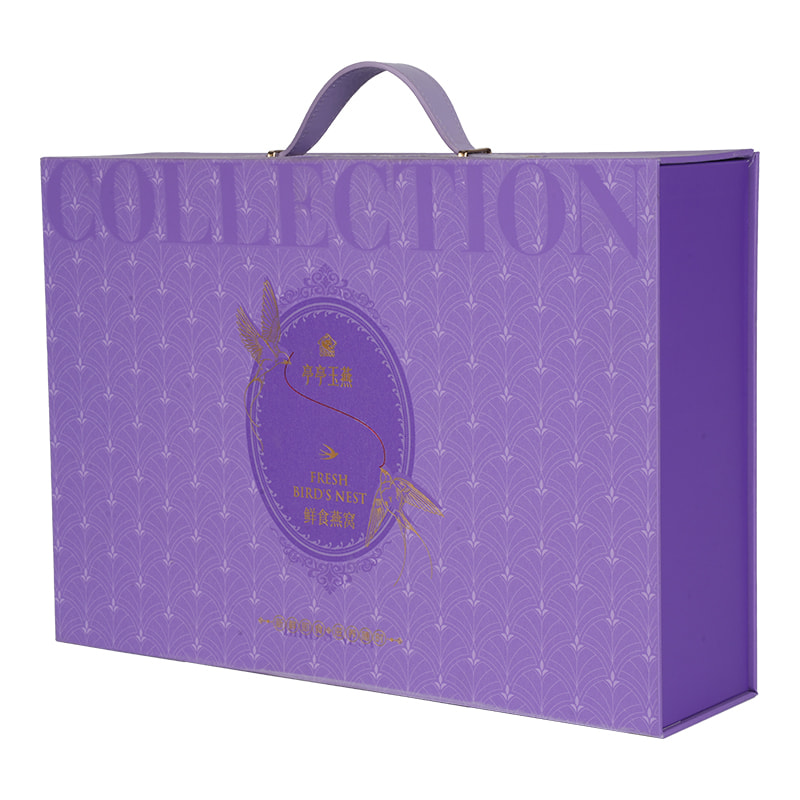 صندوق هدايا صلب مغناطيسي قابل للطي على شكل حقيبة باللون الأرجواني