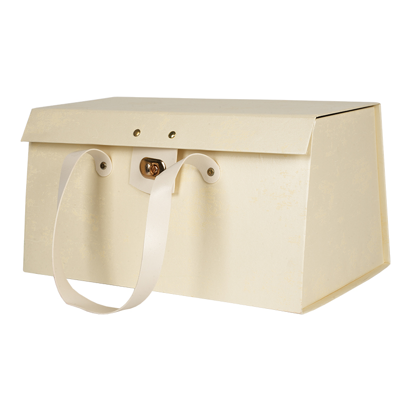 صندوق هدايا فاخر صلب قابل للطي بمقبض جلدي
