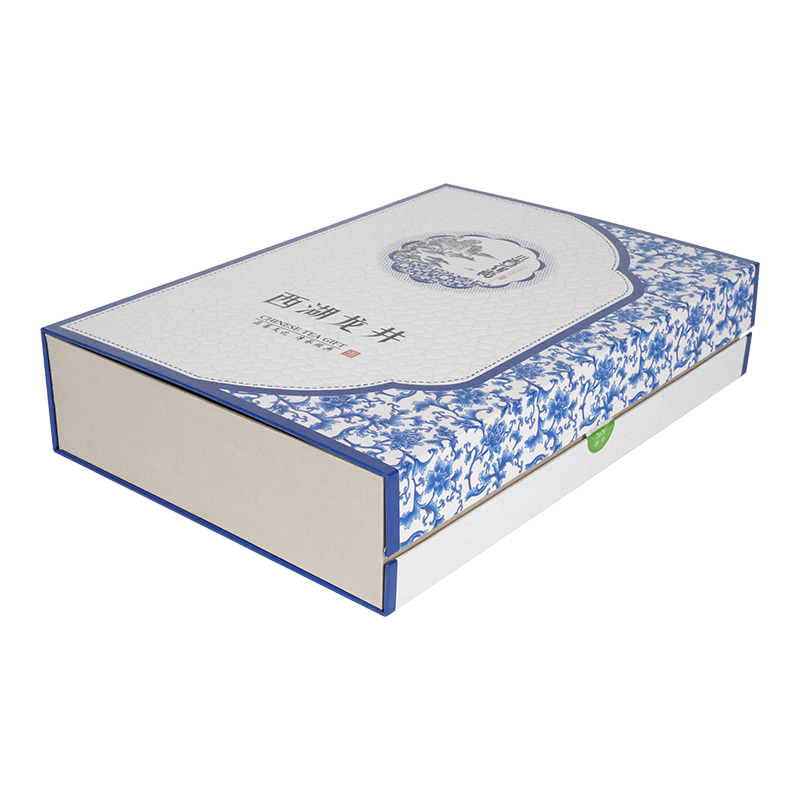 صندوق هدايا شاي قابل للطي مخصص بنمط البورسلين الأزرق
